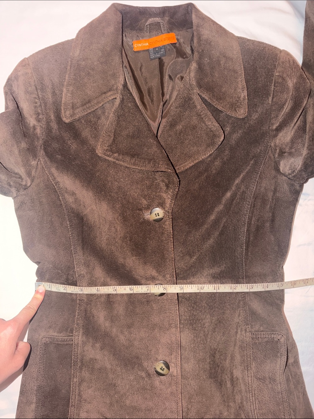 Cynthia Steffe Genuine Brown Suede Coat, size 2 - Picture 12 of 16